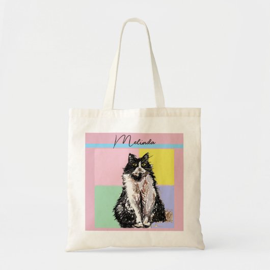 Kat Tabby Pastel Katten Kinder Meisjes Lichtroze Tote Bag (Voorkant)