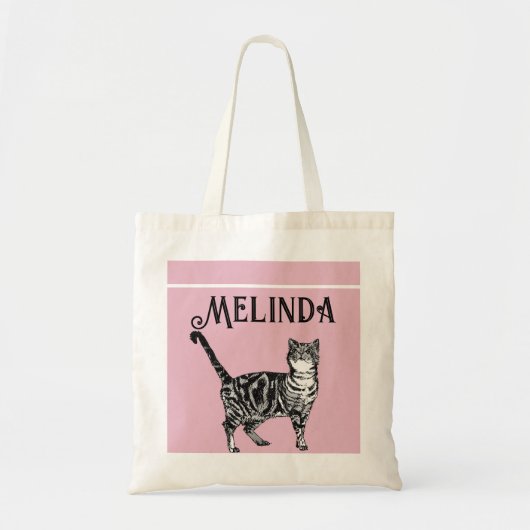 Kat Tabby Pastel Katten Kinder Meisjes Lichtroze Tote Bag (Voorkant)