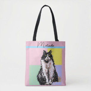 Kat Tabby Pastel Katten Kinder Meisjes Lichtroze Tote Bag