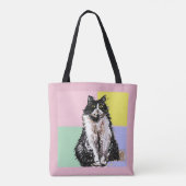 Kat Tabby Pastel Katten Kinder Meisjes Lichtroze Tote Bag (Achterkant)