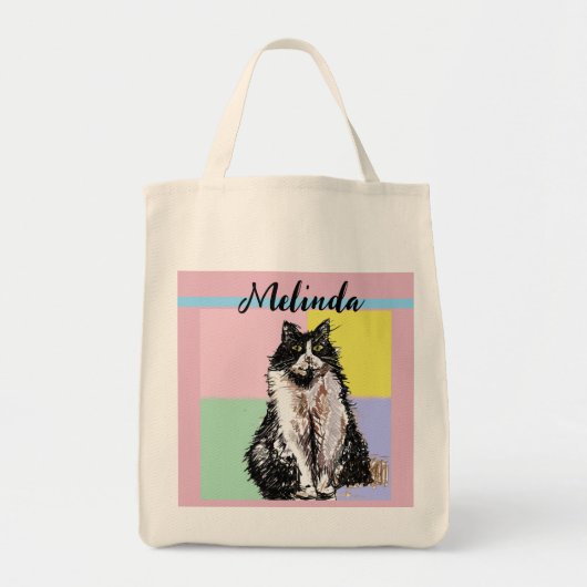 Kat Tabby Pastel Katten Kinder Meisjes Lichtroze Tote Bag (Voorkant)