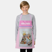 Kat Tabby Pastel Katten Kinder Roze Meisjes Schort (Gedragen)