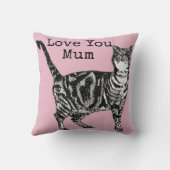 Kat Tabby Pastel Katten Roze Roze Liefde Moeder Mo Kussen (Achterkant)