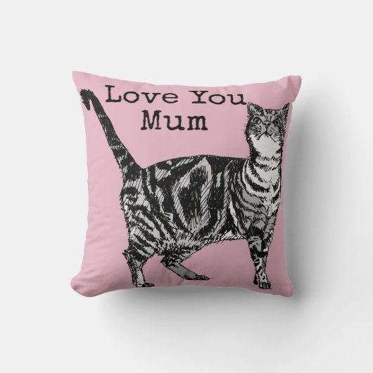 Kat Tabby Pastel Katten Roze Roze Liefde Moeder Mo Kussen (Voorkant)