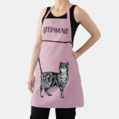 Kat Tabby Pastel Katten Vrouwen Lichtroze Schort (Insitu)