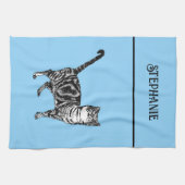 Kat Tabby Pastel Katten Vrouwen Lichtroze Theedoek (Horizontaal)