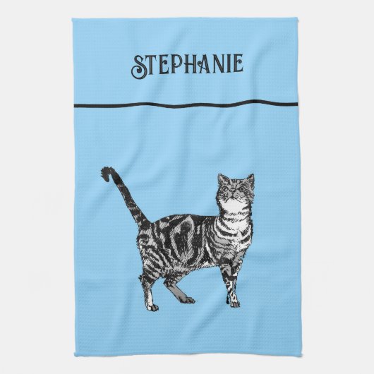 Kat Tabby Pastel Katten Vrouwen Lichtroze Theedoek (Verticaal)