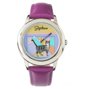 Kat Tabby Pastel Katten Vrouwen Pastel Kleuren Horloge