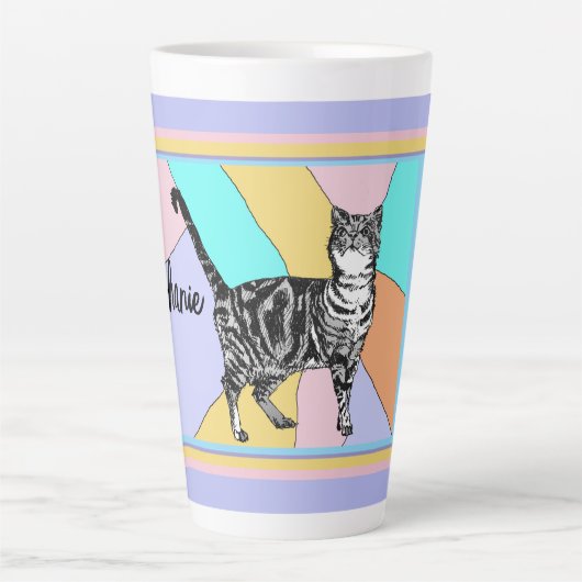 Kat Tabby Pastel Katten Vrouwen Pastel Kleuren Latte Mok (Voorkant)