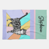 Kat Tabby Pastel Katten Vrouwen Pastel Kleuren Theedoek (Horizontaal)