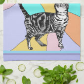 Kat Tabby Pastel Katten Vrouwen Pastel Kleuren Theedoek (Gevouwen)