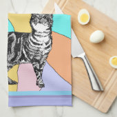 Kat Tabby Pastel Katten Vrouwen Pastel Kleuren Theedoek (Quarter Fold)