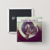 Kat tablet in Hut close-up foto Vierkante Button 5,1 Cm (Voorkant /achterkant)