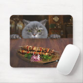 Kat, tafel, dieren muismat (Met muis)