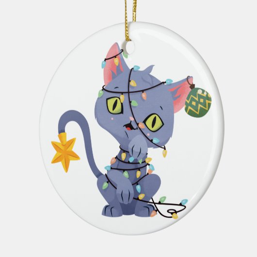Kat Tangled kerstlicht Keramisch Ornament (Links)