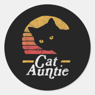 Kat Tante tachtig stijl Sun Cat Retro Dist Ronde Sticker