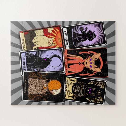 Kat Tarot-Kaart-Halloween Empress. Hermit, Fool Legpuzzel (Horizontaal)