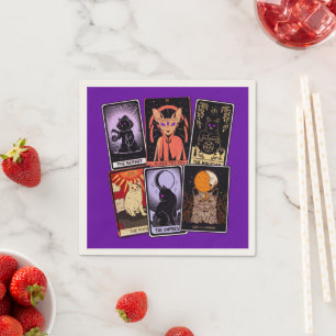 Kat Tarot-Kaart-Halloween Empress. Hermit, Fool Servet