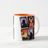 Kat Tarot-Kaart-Halloween Empress. Hermit, Fool Tweekleurige Koffiemok (Voorkant rechts)