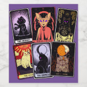 Kat Tarot-Kaart-Halloween Empress. Hermit, Fool Wijn Etiket (Enkel label)