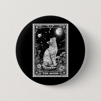Kat Tarotkaart Hekserige Maan Hoed Halloween Zwart Ronde Button 5,7 Cm