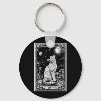 Kat Tarotkaart Hekserige Maan Hoed Halloween Zwart Sleutelhanger