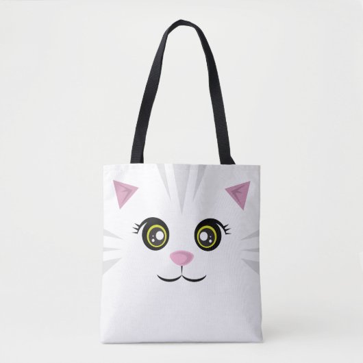 Kat-Tas - Grijze strepen Tote Bag (Voorkant)