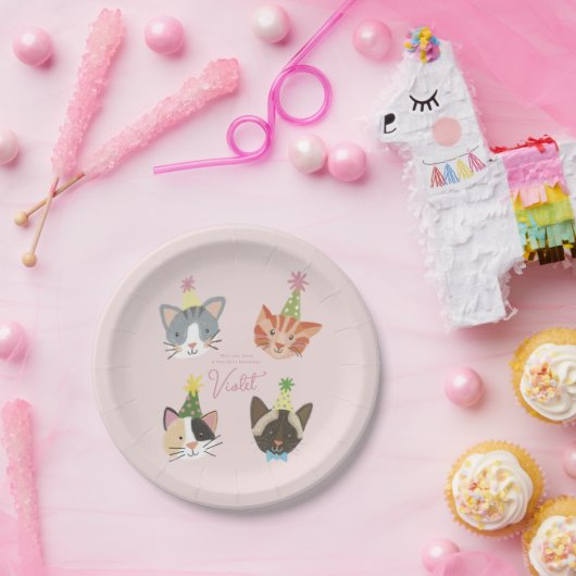 Kat-tastic Birthday Party Custom Paper Pl Papieren Bordje (Feest)