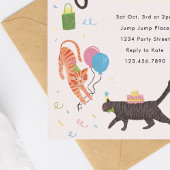 Kat-Tastic Kitty Cat Birthday Party with Gold Folie Uitnodiging
