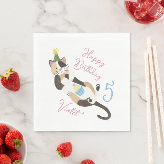 Kat-tastic Purrfect Birthday Party Custom Napkins Servet (Insitu)