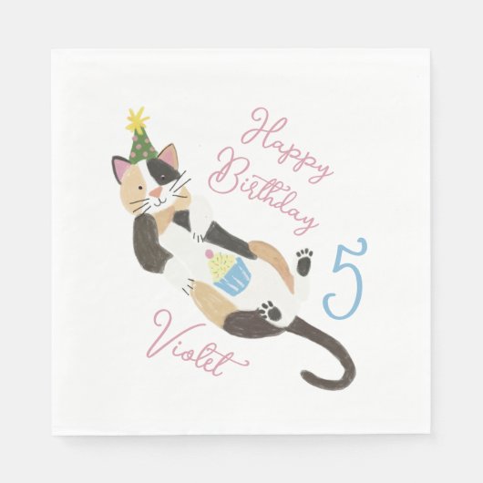 Kat-tastic Purrfect Birthday Party Custom Napkins Servet (Voorkant)
