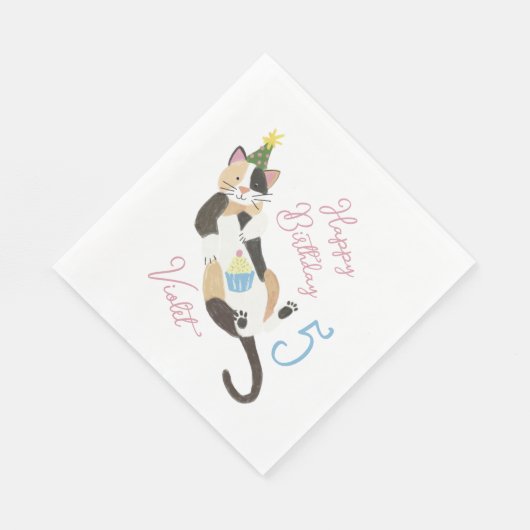 Kat-tastic Purrfect Birthday Party Custom Napkins Servet (Hoek)
