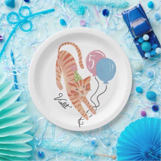 Kat-tastic Purrfect Birthday Party Custom Papieren Bordje (Feest)