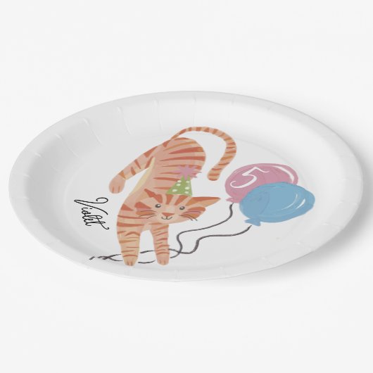 Kat-tastic Purrfect Birthday Party Custom Papieren Bordje (Gekanteld)