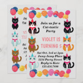 Kat-tastisch Kattenverjaardagsfeestje Met Goud Fol Kaart (Voorkant / Achterkant)