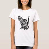 Kat tattoo stijl t-shirt (Voorkant)