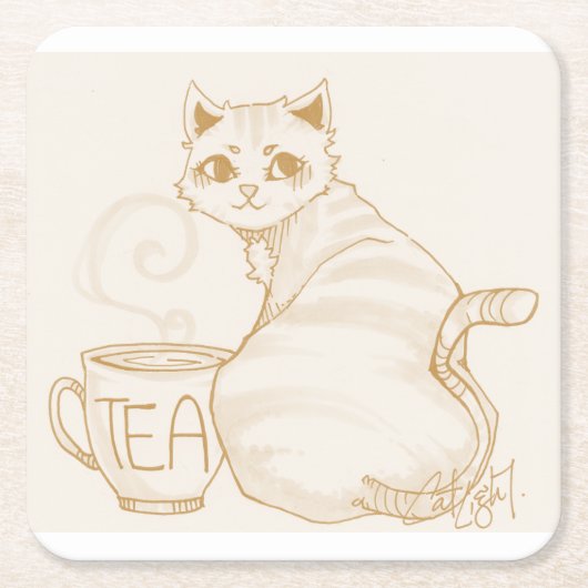 Kat Tea Break Kartonnen Onderzetters (Voorkant)
