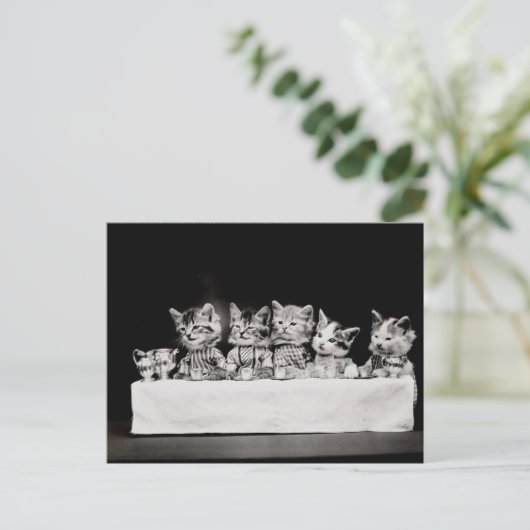 Kat Tea Party Briefkaart (Staand voorkant)