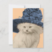 Kat Tea Party Invitation Blue Pet Kaart (Achterkant)