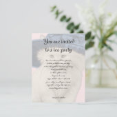 Kat Tea Party Invitation Blue Pet Kaart (Staand voorkant)
