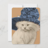 Kat Tea Party Invitation Blue Pet Kaart (Achterkant)