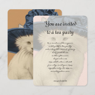  Kat Tea Party Invitation  Blue Pet Kaart