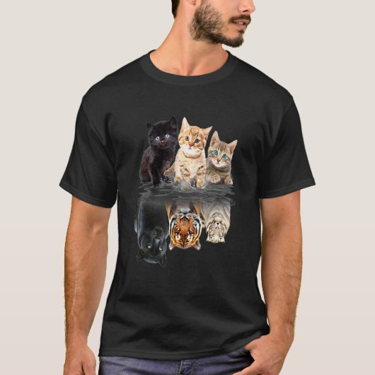 Kat Team Mirror Kitten Cute Black Cat T-shirt (Voorkant)