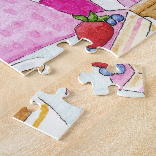 Kat, teddybeer, theepartijpuzzel legpuzzel (Zijkant)