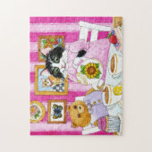 Kat, teddybeer, theepartijpuzzel legpuzzel (Verticaal)