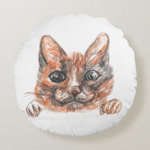 Kat Tekening Ronde gooi kussen