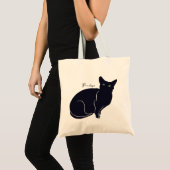 Kat tekening, zwarte kat met groene ogen tote bag (Voorkant (product))