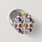 Kat-tekenteken,  patroon ronde button 3,2 cm (Voorkant /achterkant)