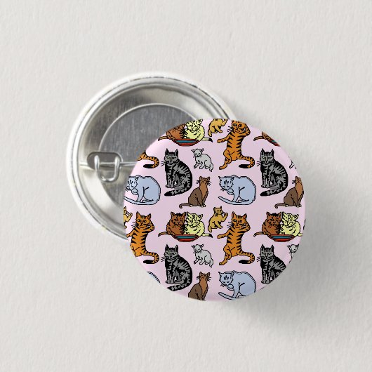Kat-tekenteken,  patroon ronde button 3,2 cm (Voorkant /achterkant)