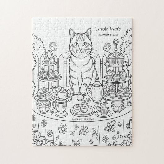 Kat Thee Feestje & Zoete Traktaties Legpuzzel (Verticaal)